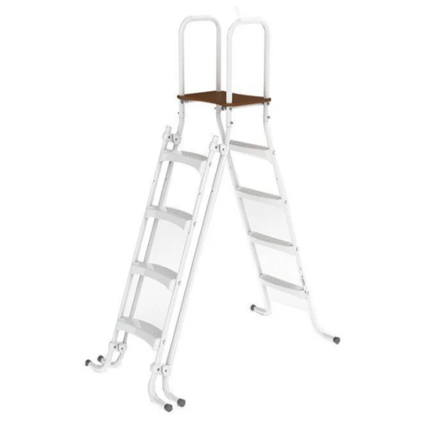 Trigano Douche, Echelle Et Mobilier Extérieur Échelle Double Piscine Hors-sol Hauteur 1.86 M 4 Marches Acier Blanc 4 Trigano Douche, Echelle Et Mobilier Extérieur Échelle Double Piscine Hors-sol Hauteur 1.86 M 4 Marches Acier Blanc – Image 2