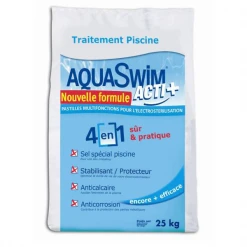 Produit D'entretien Piscine Sel De Piscine Pour électrolyse Aquaswim Acti+ 4 En 1 Sac De 25 Kg