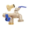 Fitt Robinet D'arrosage Robinet Extérieur Double Sortie 20x27 Entrée 15x21 Vanne Arrêt Laiton -Espace vert et piscine Boutique robinet