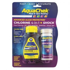 Produit D'entretien Piscine Languettes D'analyse Piscine - Chlorine 4 En 1 + Shock AquaChek - 50 Chlore Et 10 Shock